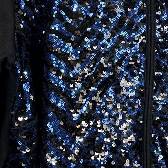 NEW Bob Mackie Wearable Art 3X jacket, blue sequin front, evening, sparkle - Picture 2 of 12
